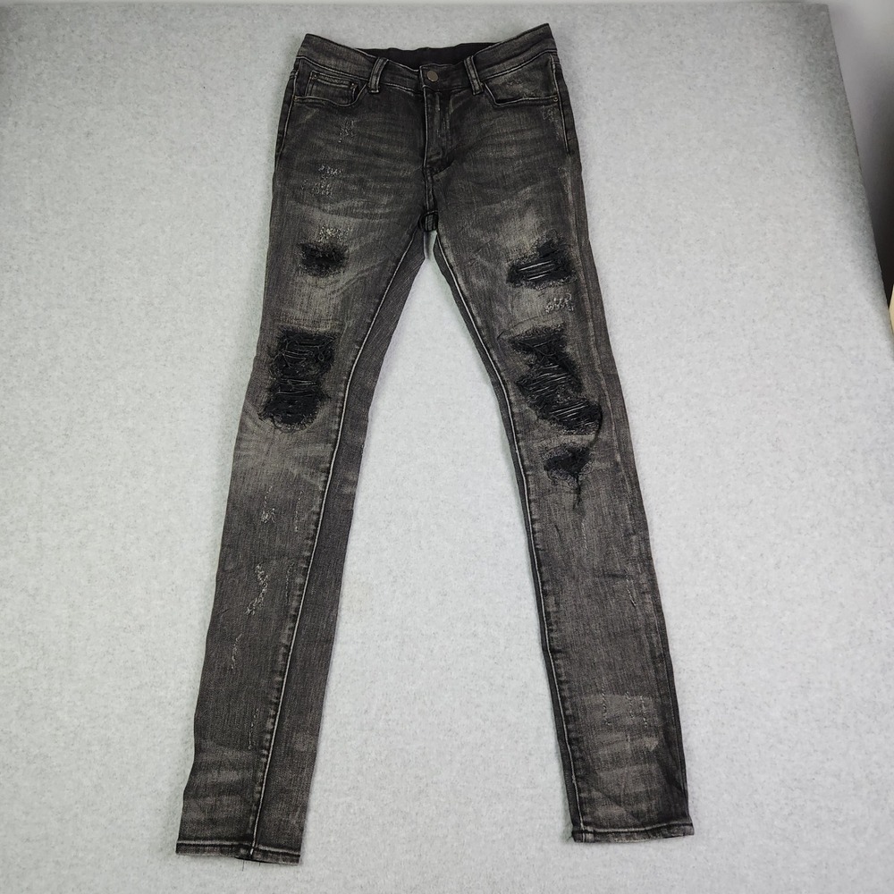 Mnml Jeans Womens 29 Black Denim Stretch Distressed Skinny Fit Grunge Streetwear